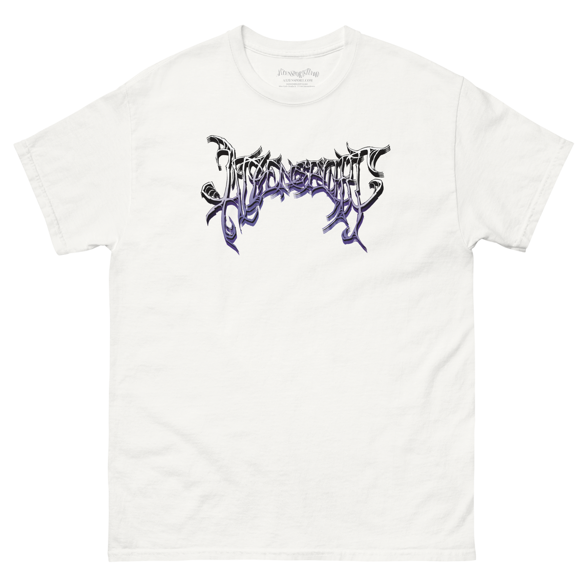 Borgo T-Shirt in Weiß mit kantigem Schriftzug und lila Verlauf