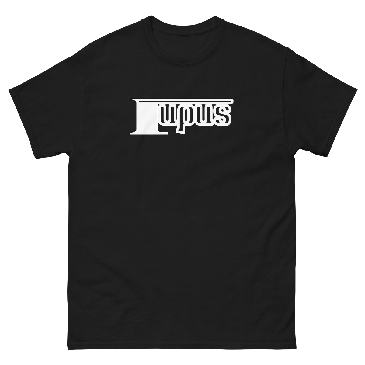 Lupus T-Shirt in Schwarz mit weißem Lupus-Schriftzug auf der Brust